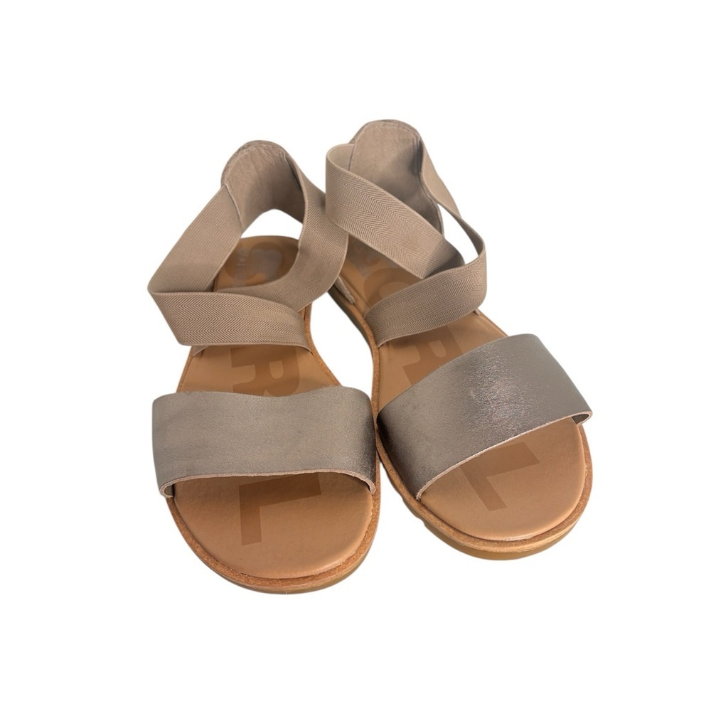 Sorel Ella II Flat Sandals in a metallic finish ash brown size 10 - Picture 2 of 6